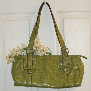 CROFT & BARROW Green Croc Embossed Handbag NWOT